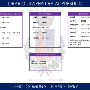 Nuovi orari degli uffici comunali